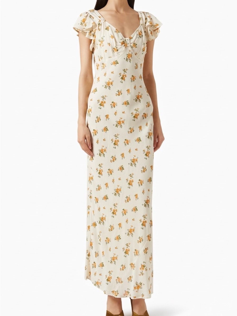 NWT Reformation Lisola Maxi Floral Dress in Sz S Nicola Cream - Picture 2 of 16